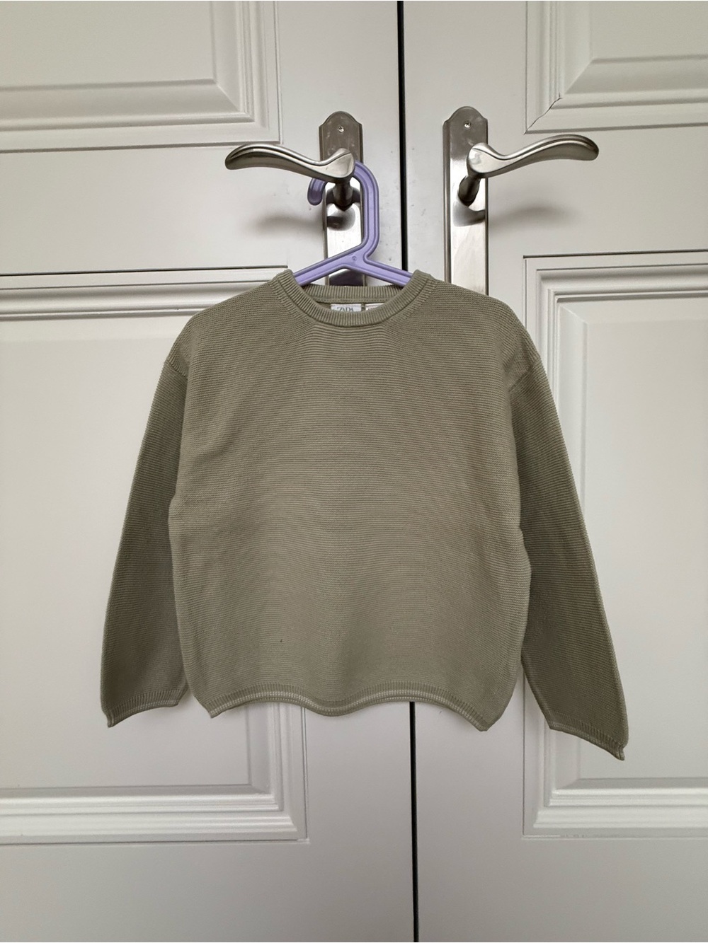 New ZARA kids Crewneck Knit Sweater in Olive Green